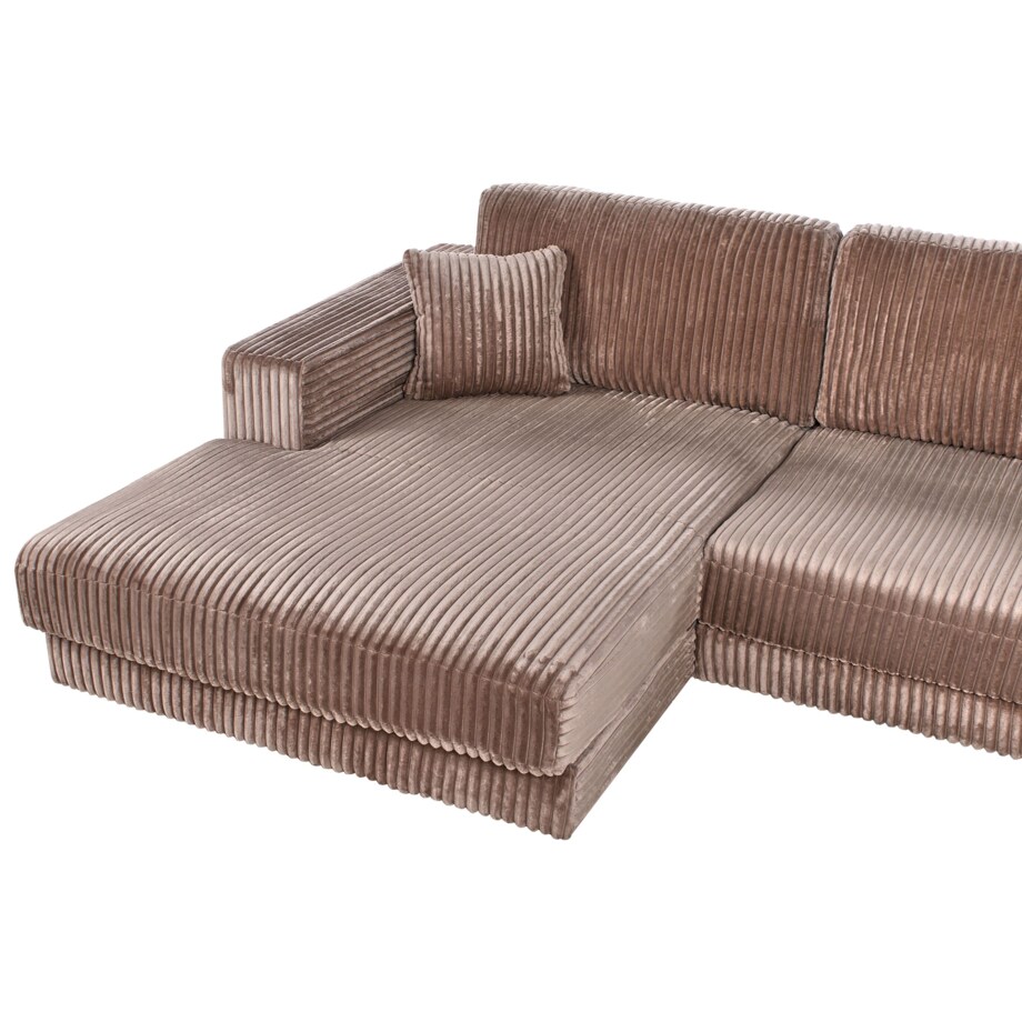 Narożnik LOFOTEN Sztruks Jasnobrązowy dla 3 osób Prawostronny