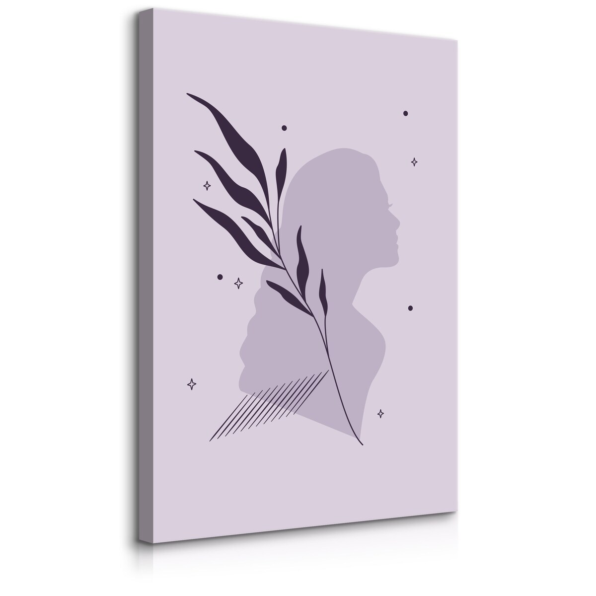 Obraz Kobiecy Portret Styl Boho Abstrakcja Liście 80x120cm