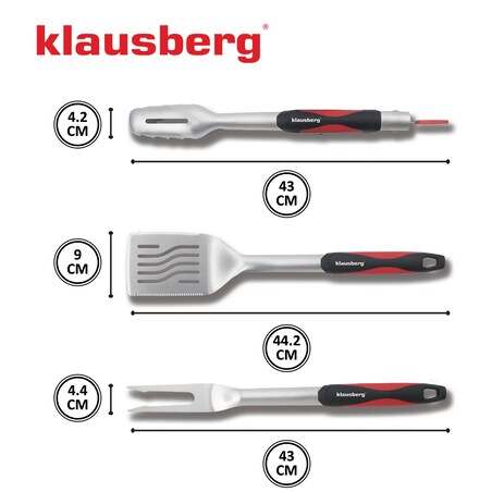 Zestaw przyborów do grilla 3 elementy narzędzia do grillowania KLAUSBERG