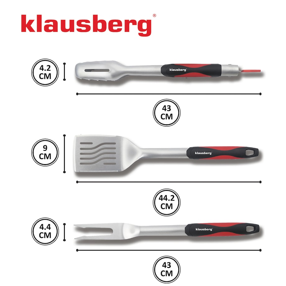 Zestaw przyborów do grilla 3 elementy narzędzia do grillowania KLAUSBERG