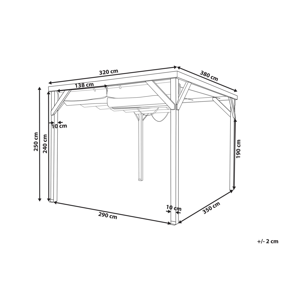 Pawilon ogrodowy drewniany 320 x 380 beżowy VILLAROSA