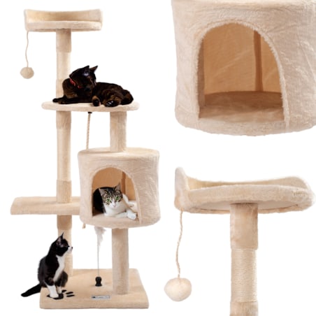 Czteropoziomowy drapak dla kotów Beżowy PJ-042 85 cm