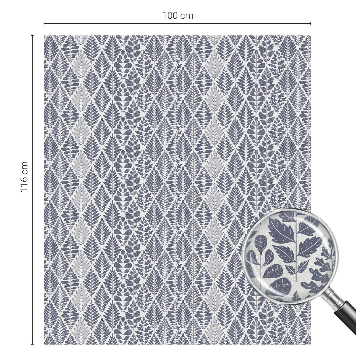 Witraż samoprzylepny chroniący prywatność - Niebiesko-szare liście tapeta klasyczna - 100x116 cm