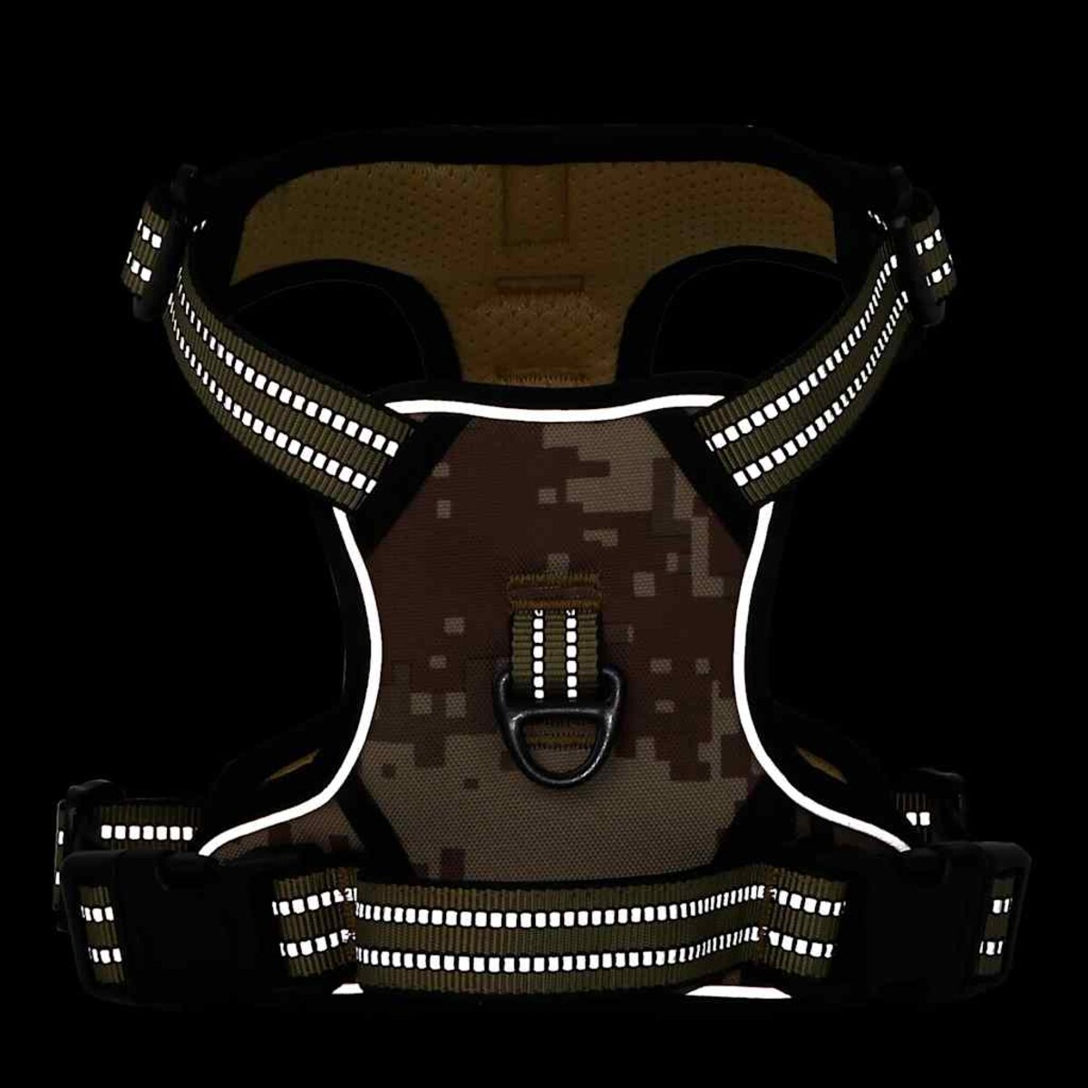 vidaXL Szelki dla psa z odblaskowymi paskami, regulowane, brąz moro, M