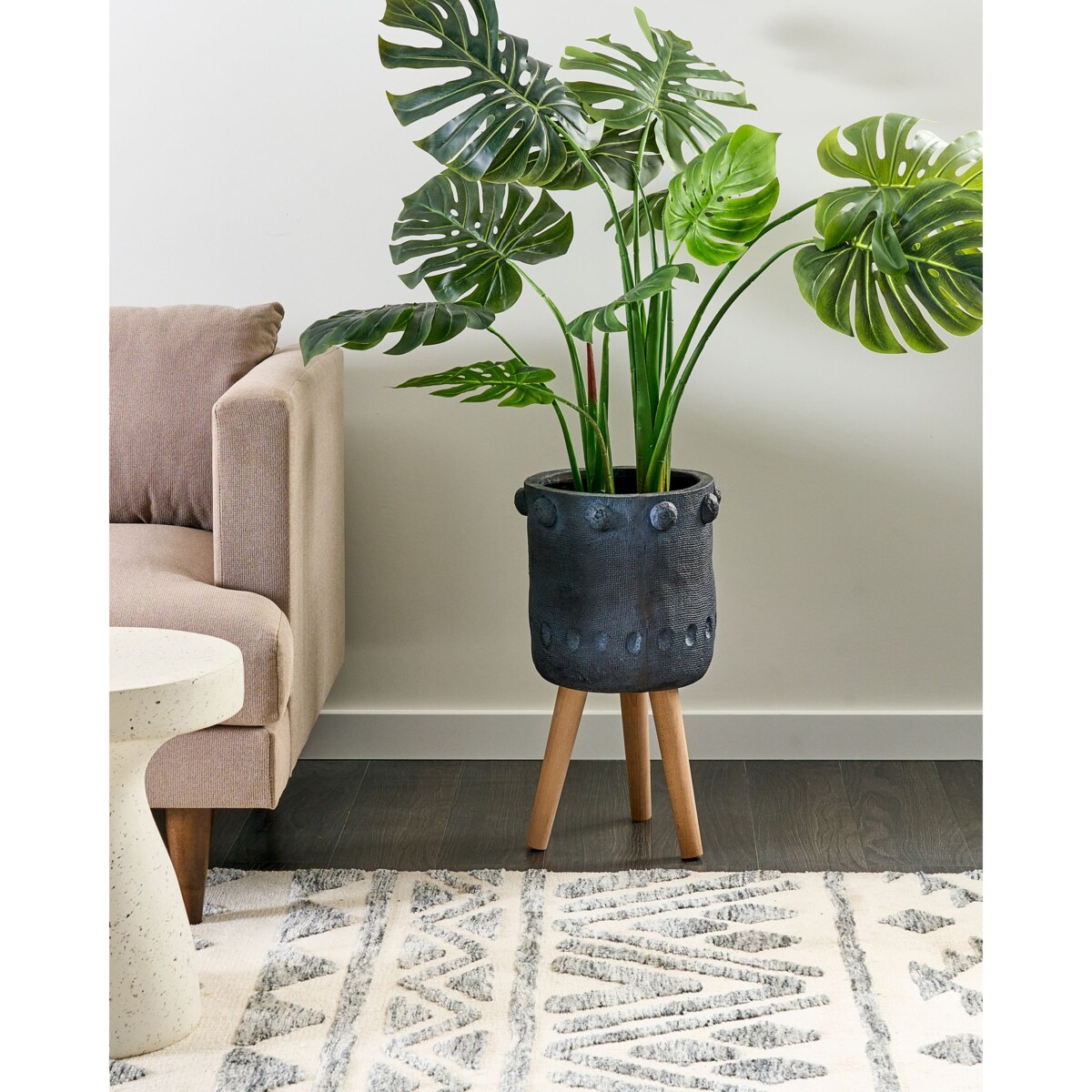 Doniczka na stojaku 24 x 24 x 55 cm grafitowa BRUNNERA