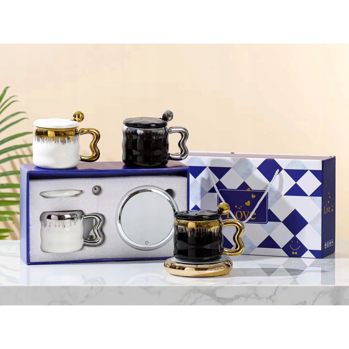 ELEGANCKI Kubek z podgrzewaczem + Łyżka + KABEL USB Kubek świąteczny GIFT