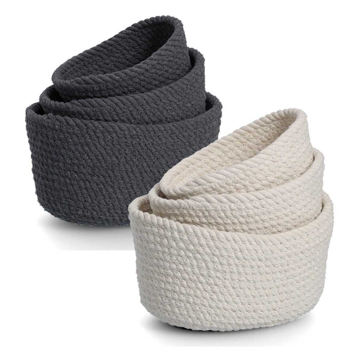 Komplet bawełnianych koszyków w różnych rozmiarach, 3 szt.