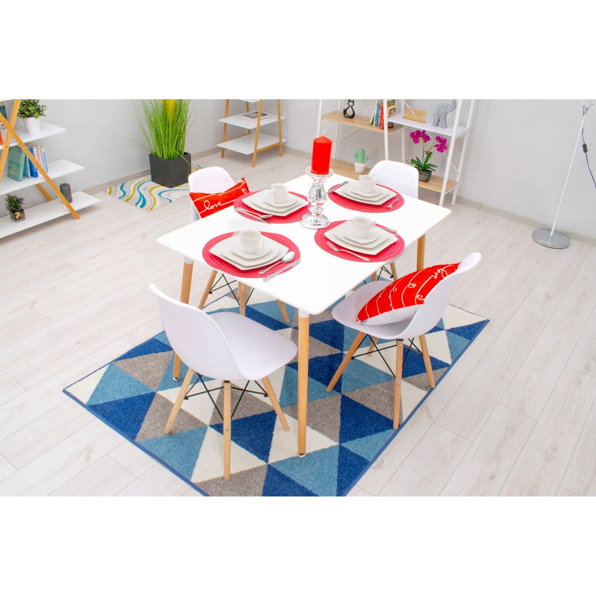 Zestaw Stół Do Jadalni Kuchni Salonu Biura Prostokątny Adria 120X80 Biały + 4 Krzesła Osaka Białe