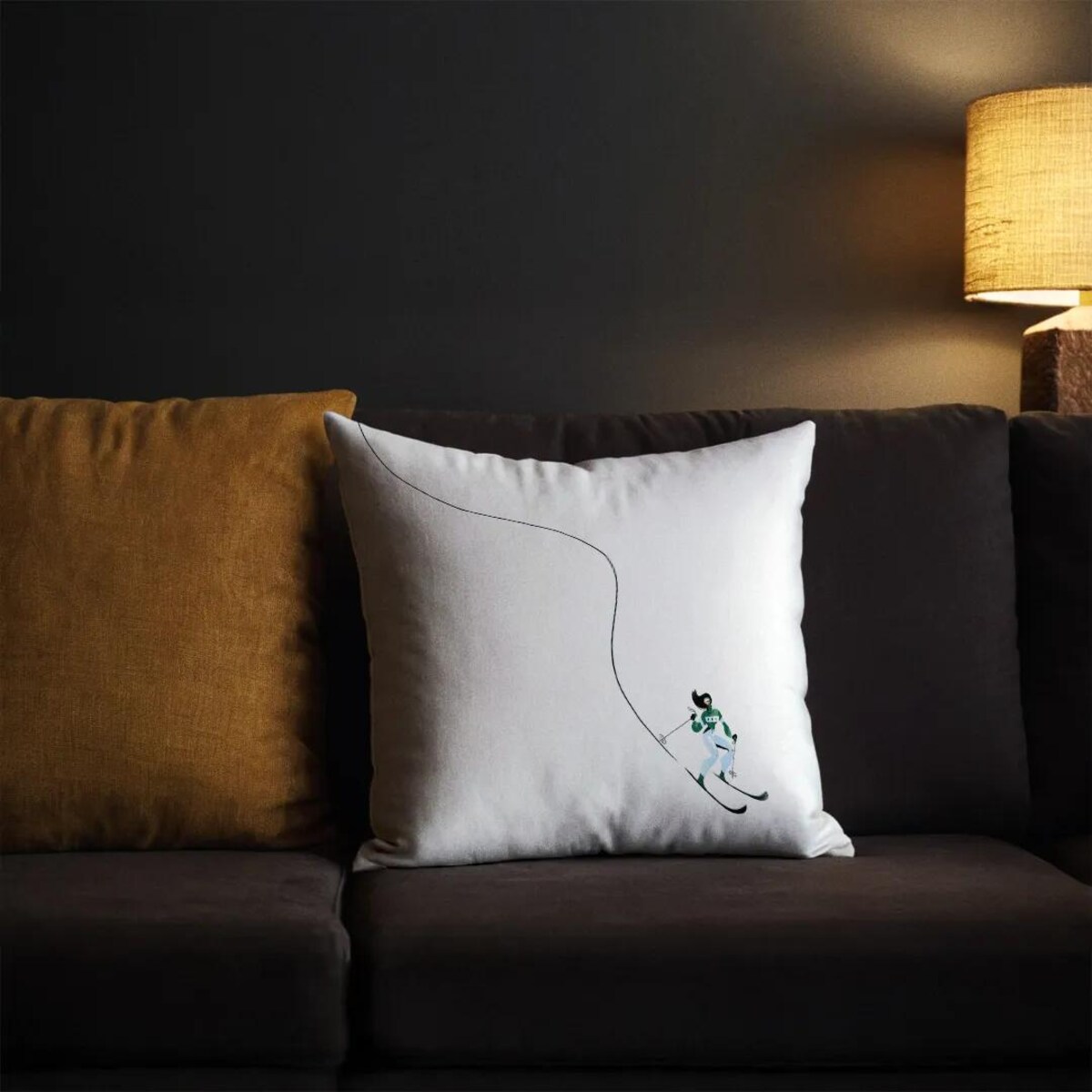 Poduszka świąteczna - Niebieska narciarka