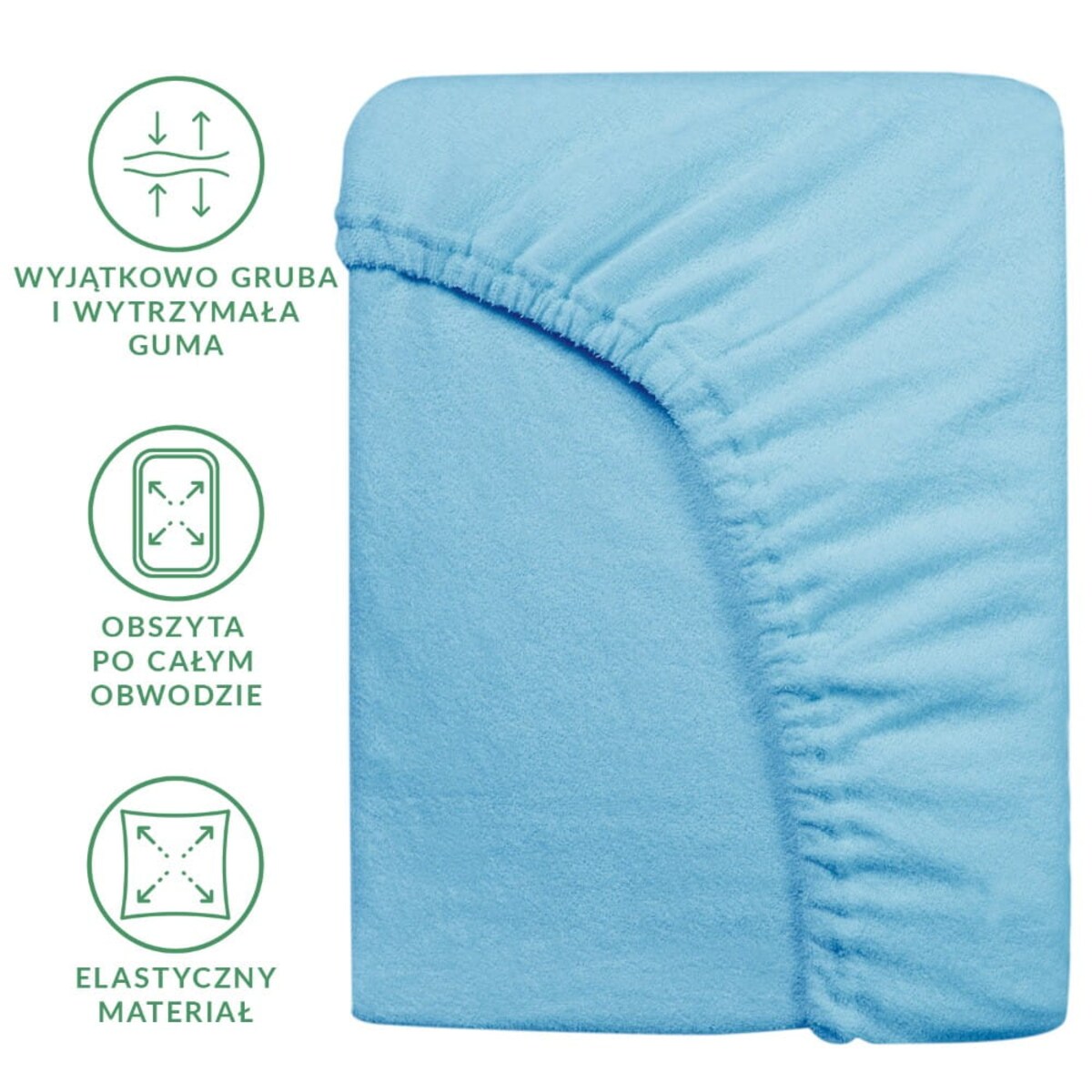 Prześcieradło frotte z gumką 160x200 kolor niebieski