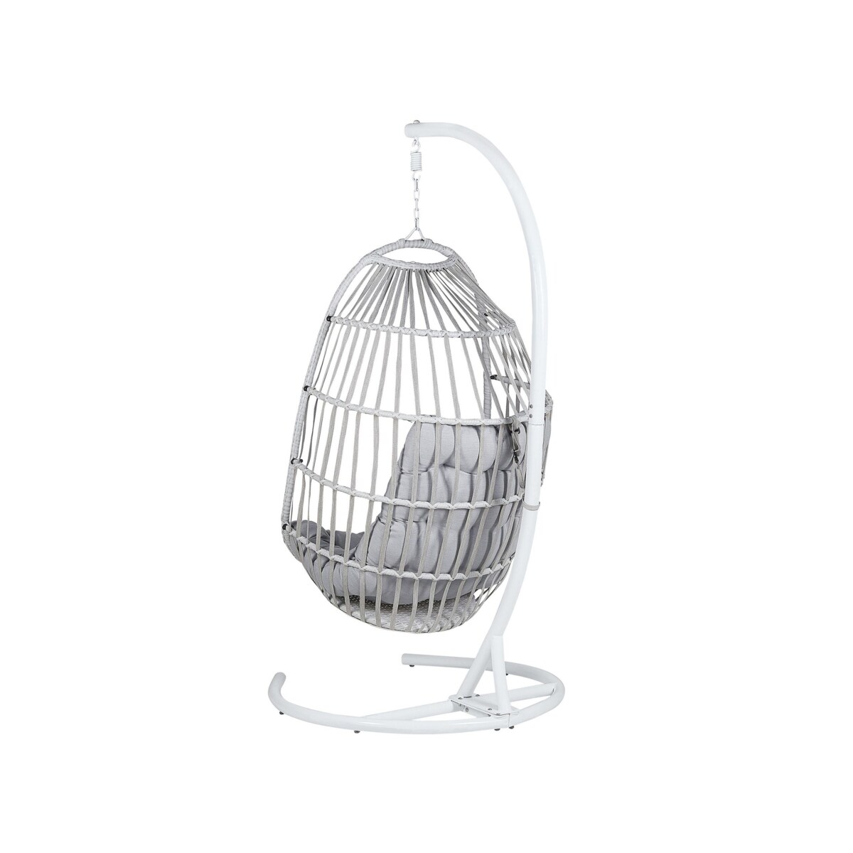 Fotel wiszący ze stojakiem z technorattanu jasnoszary SESIA