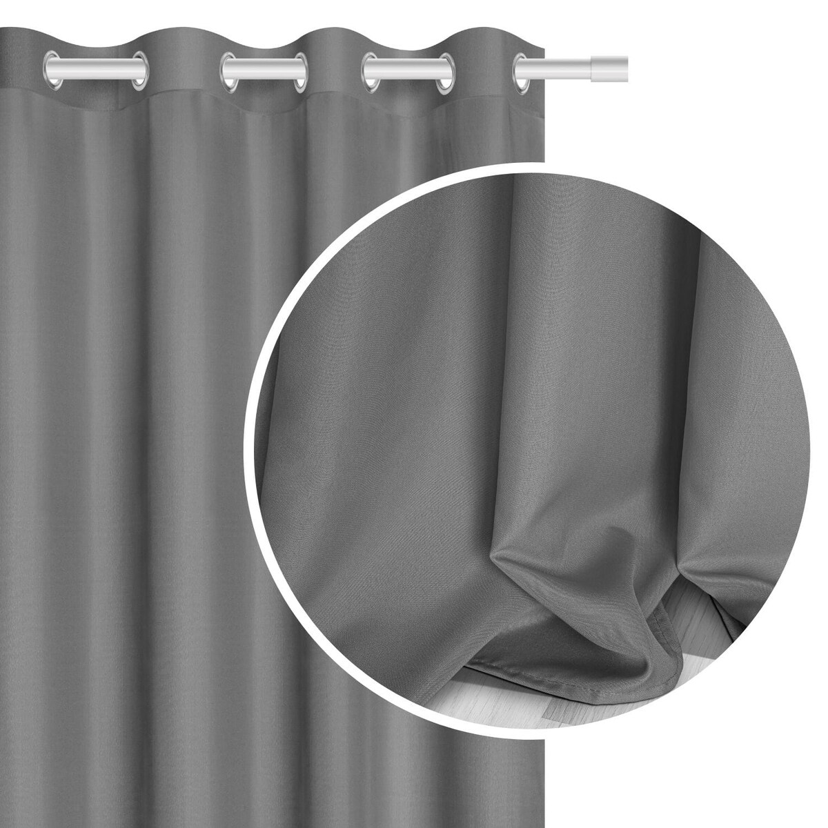 Zasłona Gotowa Grafitowa 140 x 250 Viva Półzaciemniająca na Przelotkach