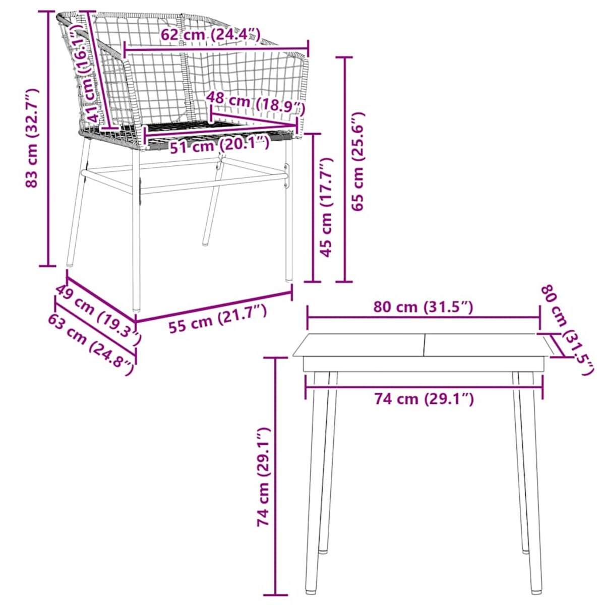 vidaXL 5-częściowy zestaw obiadowy do ogrodu, brązowy polirattan szkło
