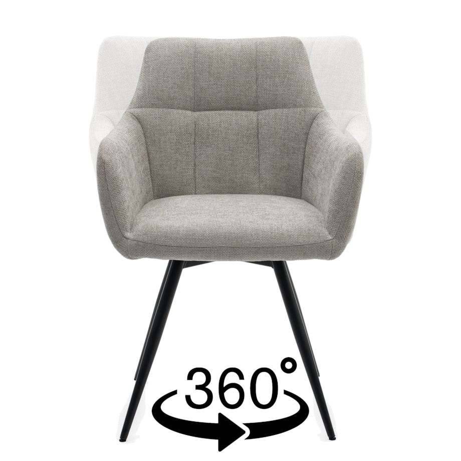 Krzesło tapicerowane obrotowe szenilowe do salonu LUGANO szare