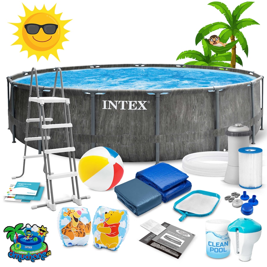 Basen ogrodowy stelażowy Intex 457x122 zestaw 18w1