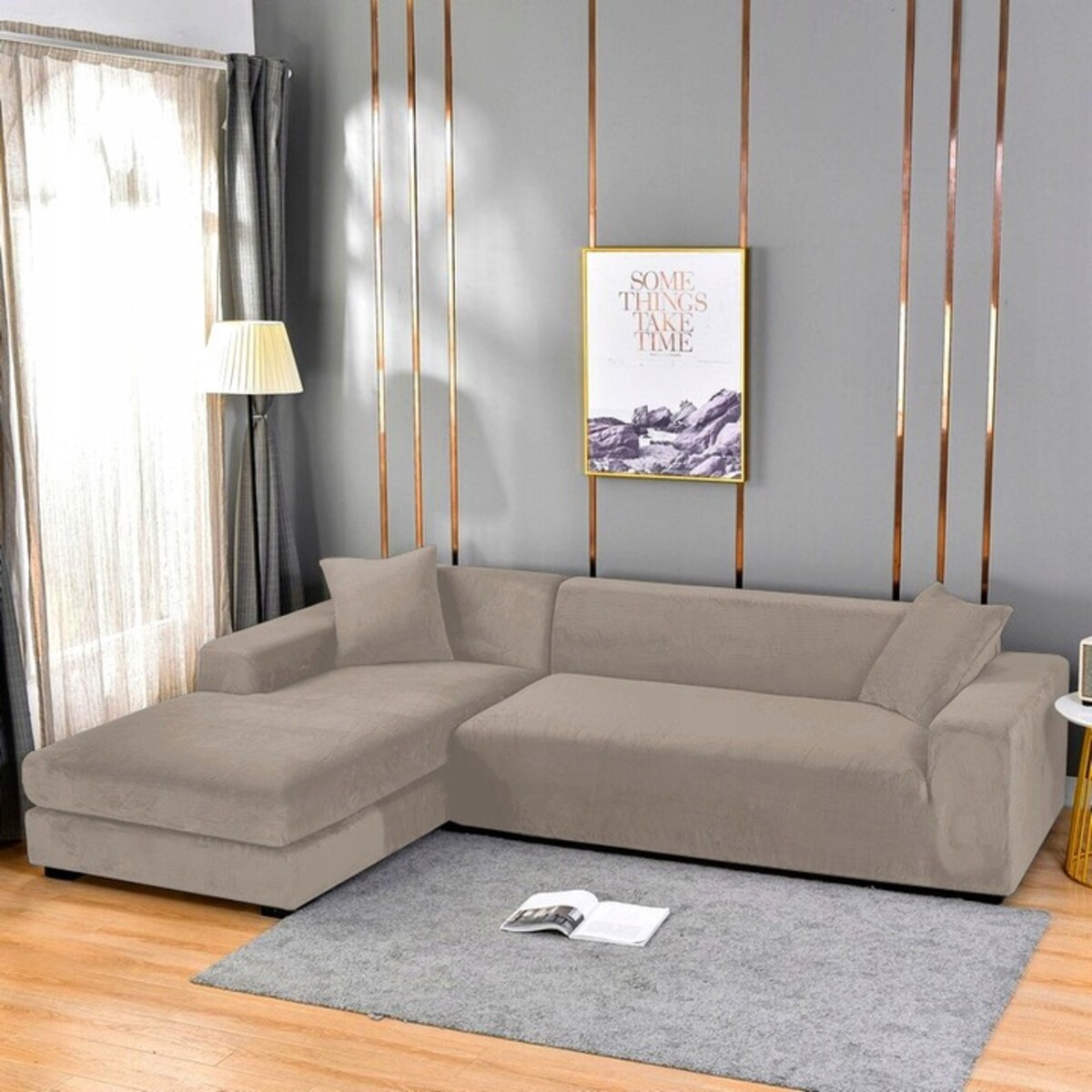 POKROWIEC NA KANAPĘ BEŻ CAPPUCCINO WELUR 4 OSOBOWY [22Z4]