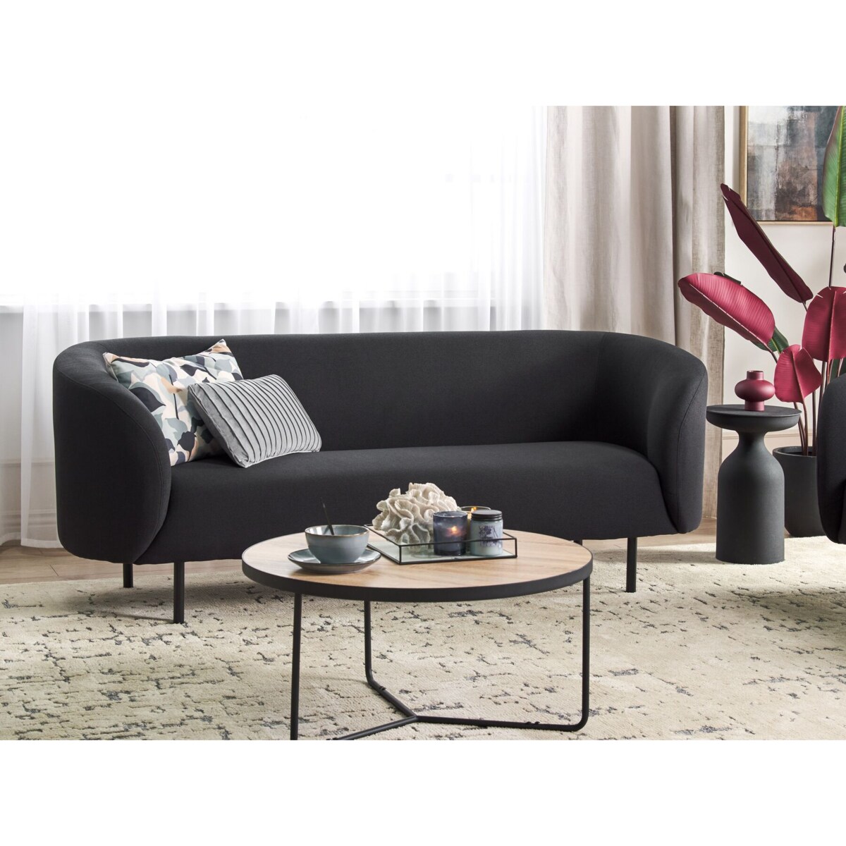 Sofa trzyosobowa tapicerowana czarna LOEN
