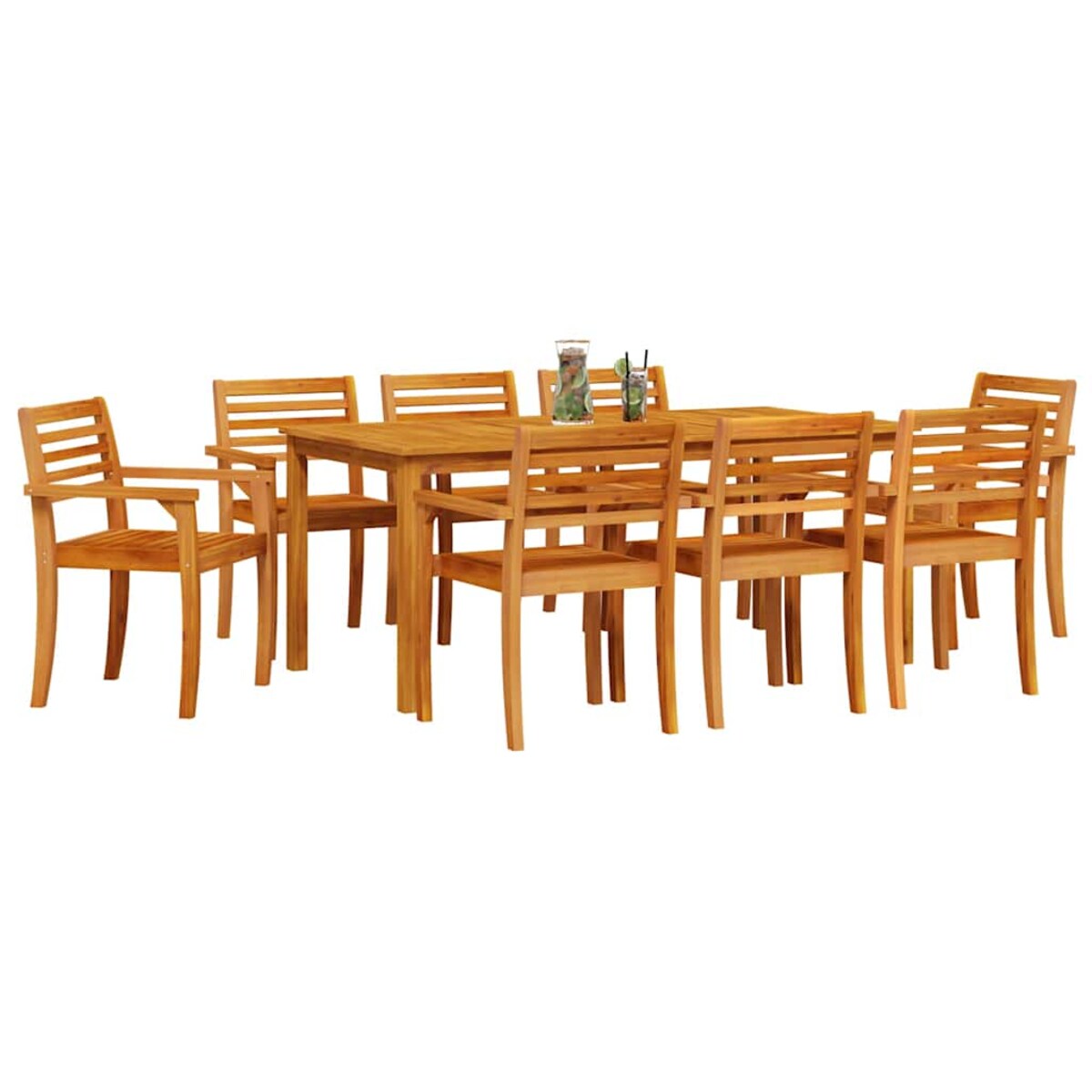 vidaXL Zestaw do jadalni w ogrodzie 9 pcs Brązowy lite drewno akacjowe