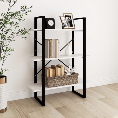 vidaXL 3-poziomowy regał na książki, biały, 80x30x105 cm, lita sosna