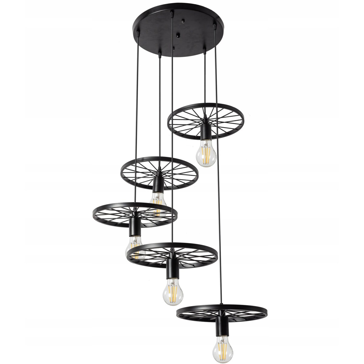 Lampa Sufitowa Czarna Żyrandol Loft Industrial