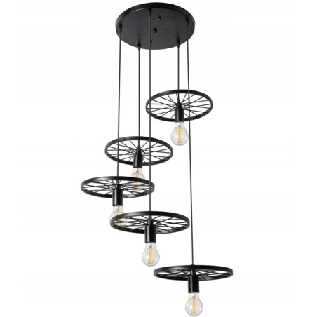 Lampa Sufitowa Czarna Żyrandol Loft Industrial