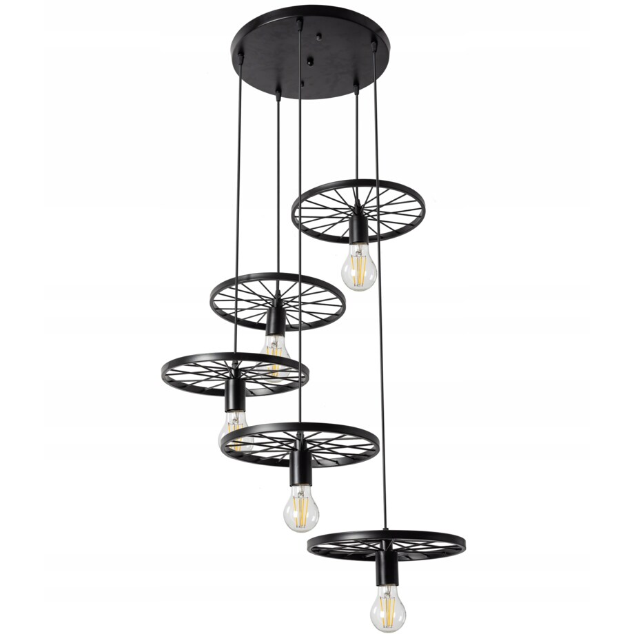 Lampa Sufitowa Czarna Żyrandol Loft Industrial