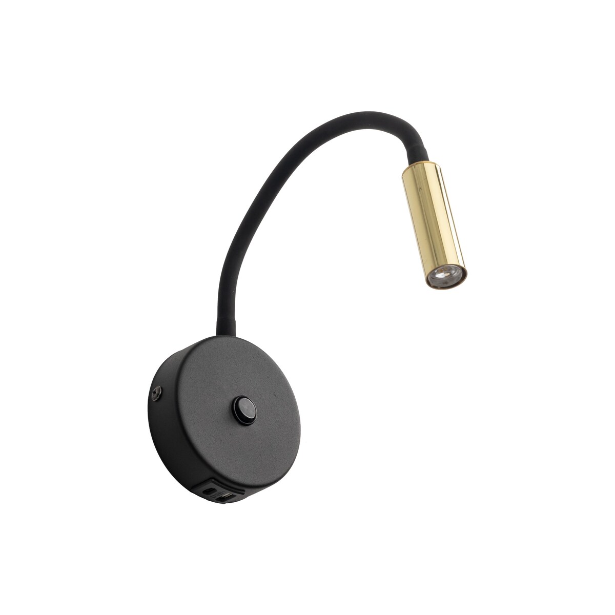 Kinkiet LAGOS Black/Gold z wysięgnikiem, włącznikiem i USB, G9, TK Lighting 10201
