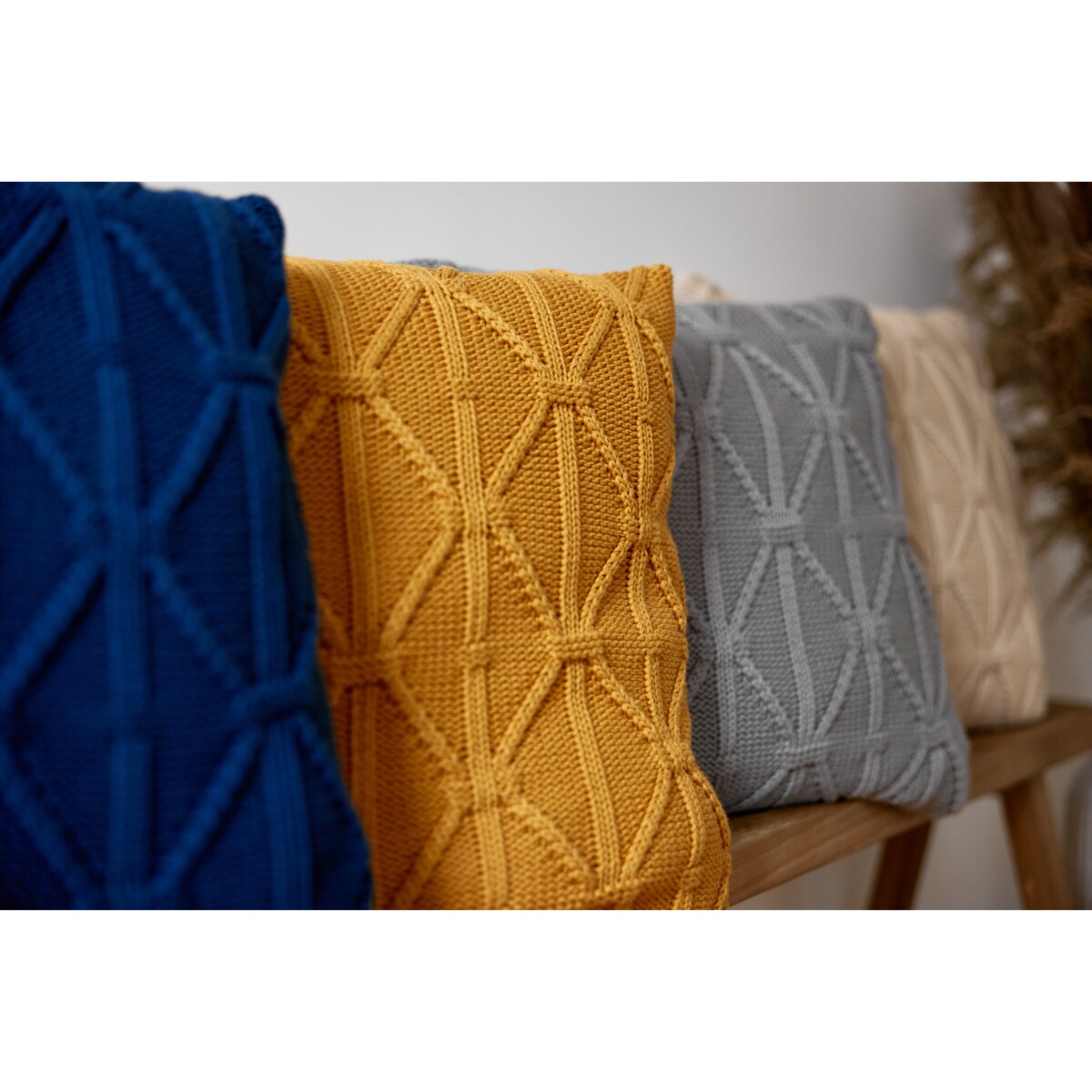 Poszewka brytyjska kwadratowa musztardowa, 50 x 50 cm, La Manta