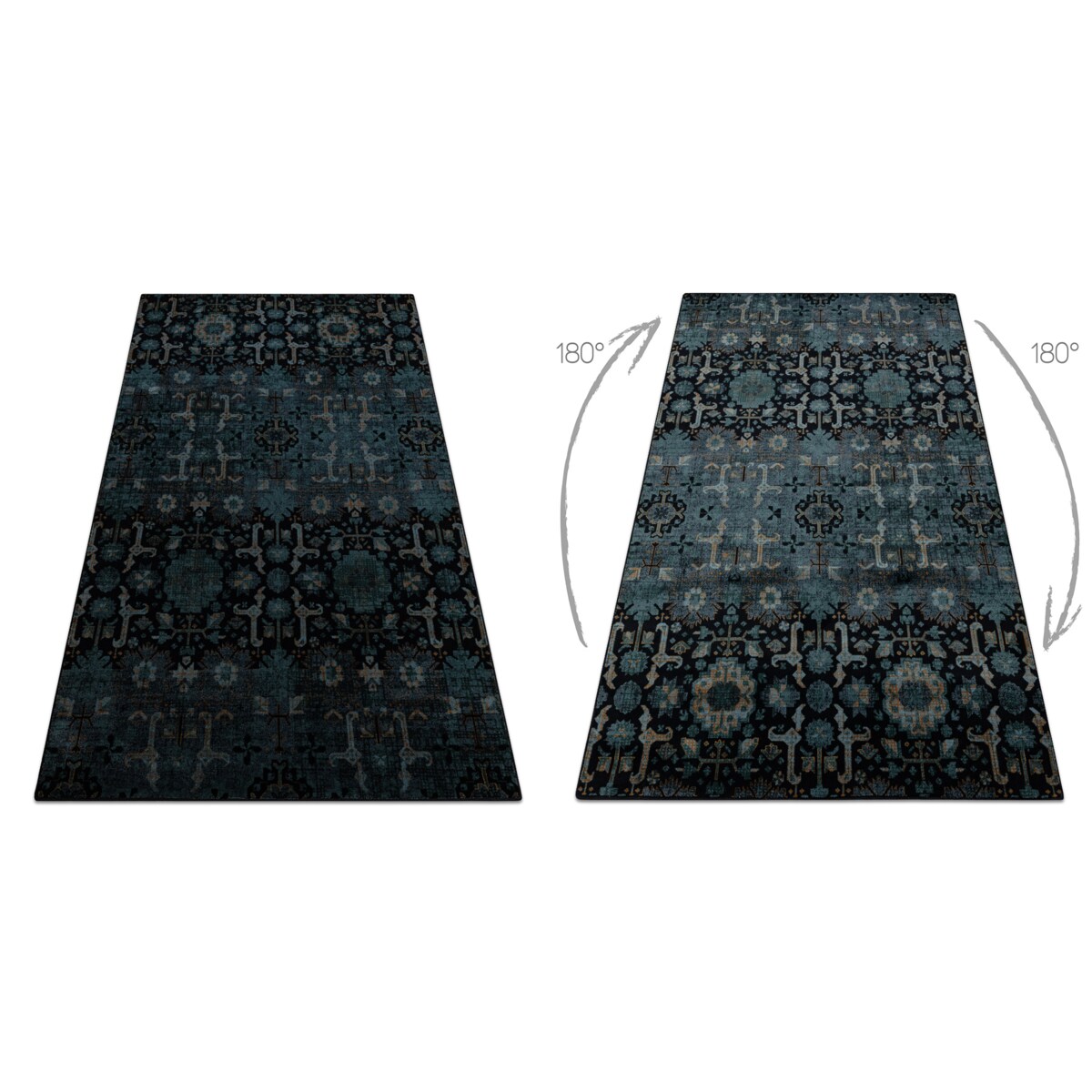 Dywan wełniany OMEGA KARAJA kwiaty granat 170x235 cm