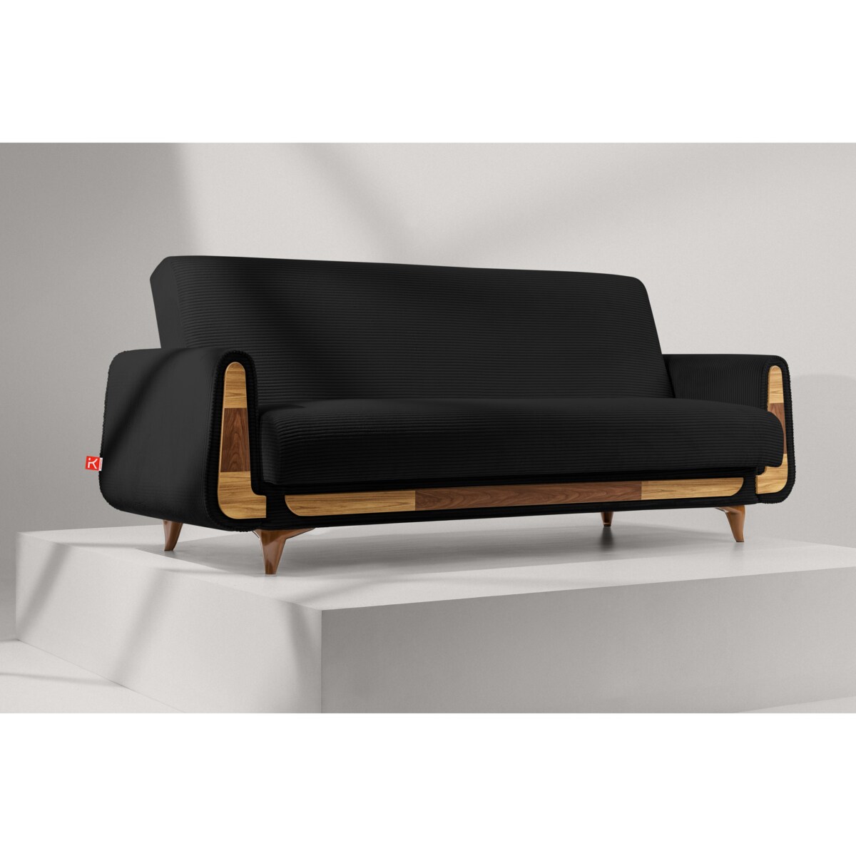 KONSIMO GUSTAVO II Sofa 3-osobowa, kolor czarny