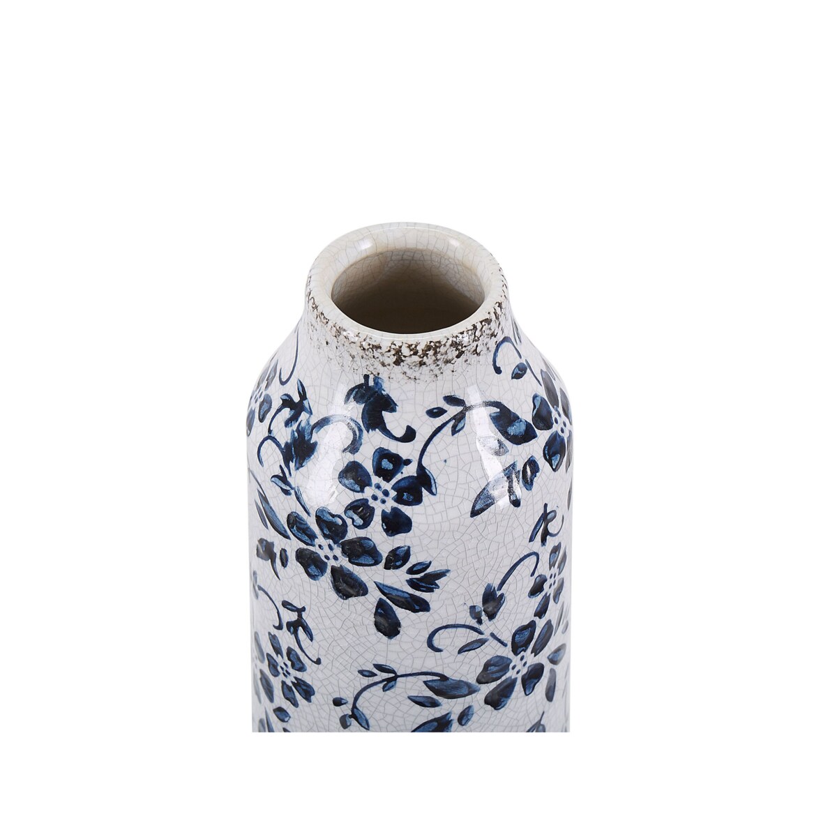 Wazon na kwiaty ceramiczny 30 cm biały z niebieskim MULAI