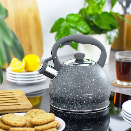 Czajnik stalowy z gwizdkiem 2L indukcja gaz szary marmurek KLAUSBERG