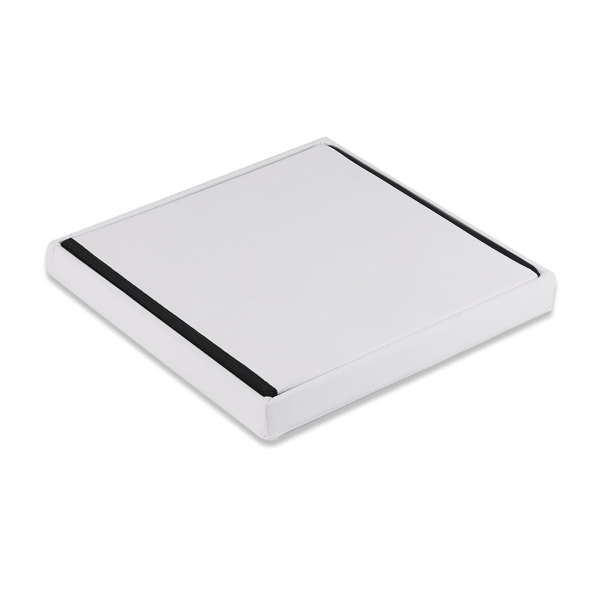 Pufa Składana L Z Guzikami - 38X38X38Cm Ekoskóra Biała