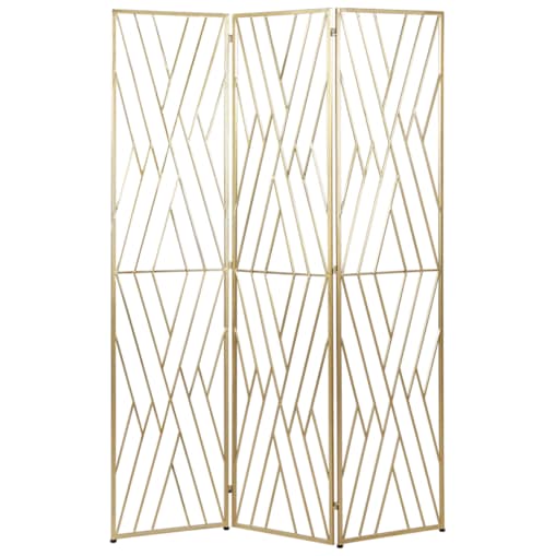 3-panelowy składany parawan pokojowy metalowy 117 x 170 cm złoty ASOLO