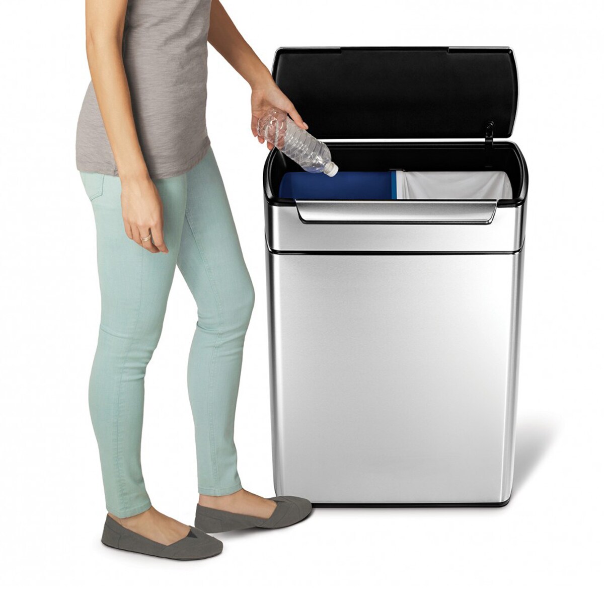 Kosz na śmieci 48L TOUCH-BAR RECYCLER - stal FPP / simplehuman