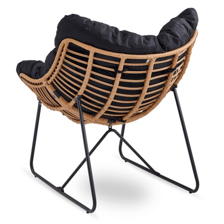 Fotel Ogrodowy Wypoczynkowy Kubełkowy Do Salonu Na Taras Balkon FIN Czarny