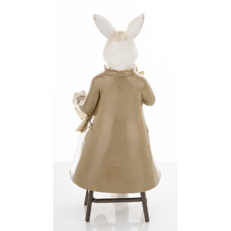Dekoracja - królik na krześle 19x8,5x7,5 cm SONRA z fajką i kapeluszem