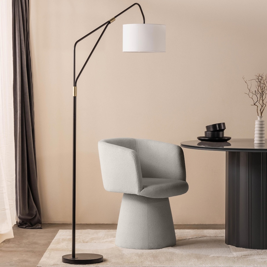 Krzesło obrotowe beżowoszare bouclé Nalf