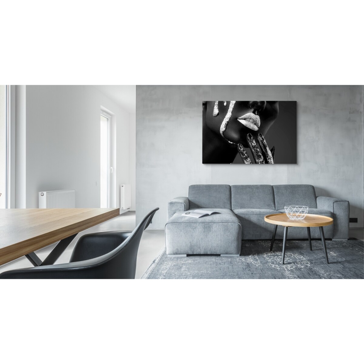 Obraz Na Płótnie KOBIETA Srebrny Make Up 70x50cm