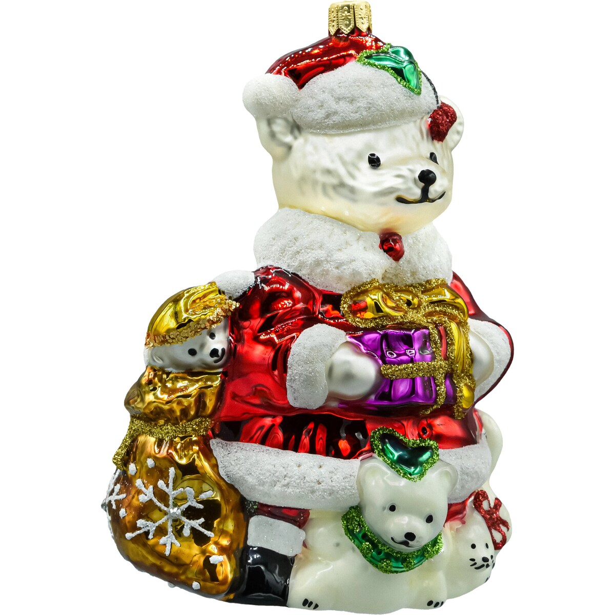 Bombka choinkowa: Mikołajowy Miś z Prezentami