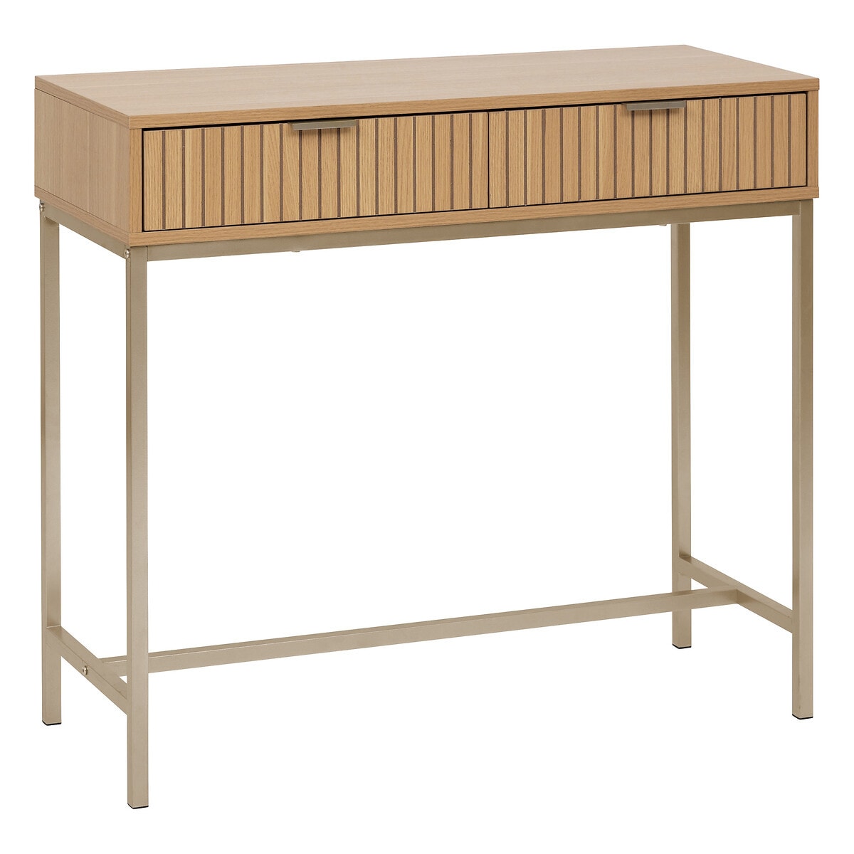 Konsola z dwoma szufladami TASSO, 80,5 x 35 x 90 cm, kolor brązowy, MDF
