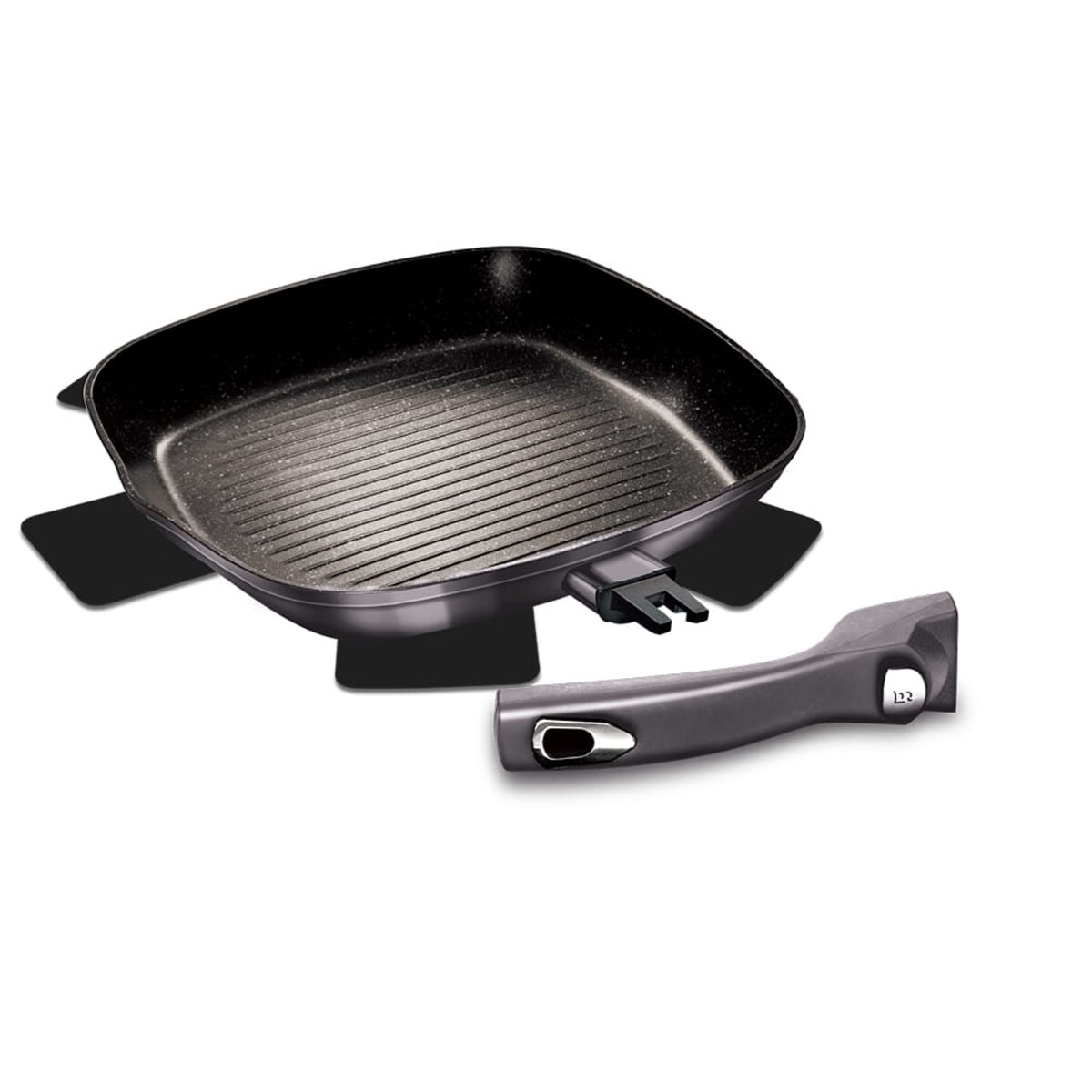 Patelnia z powłoką granitową grill 28cm z odpinaną rączką BERLINGER HAUS Carbon Pro