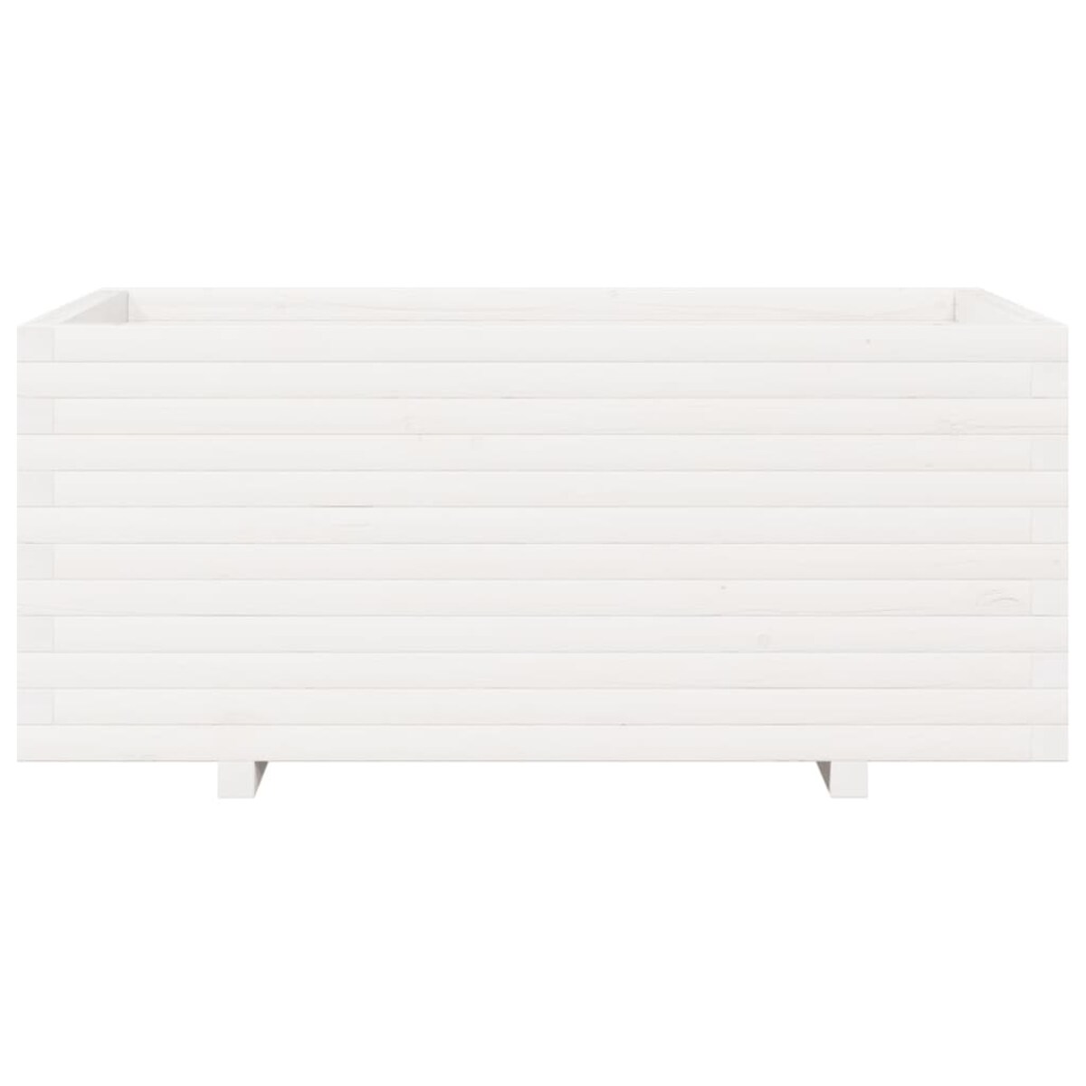 vidaXL Donica ogrodowa, biała, 110x60x49,5 cm, lite drewno sosnowe