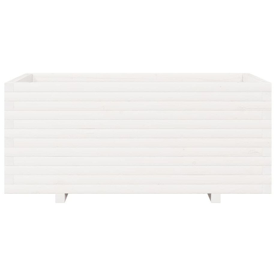 vidaXL Donica ogrodowa, biała, 110x60x49,5 cm, lite drewno sosnowe