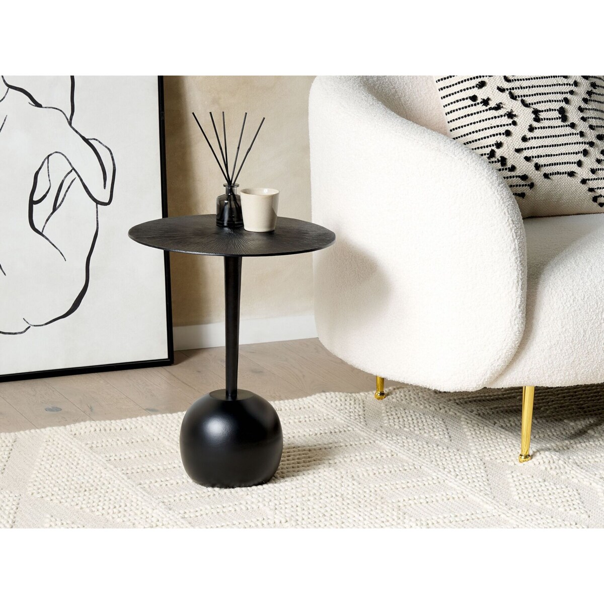 Stolik pomocniczy metalowy czarny EUCLA