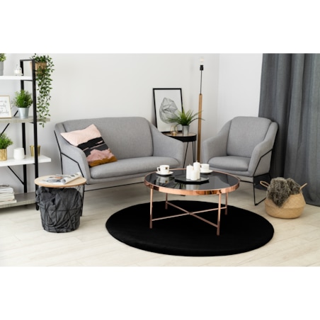 Dywan BUNNY koło czarny IMITACJA FUTRA koło 160 cm