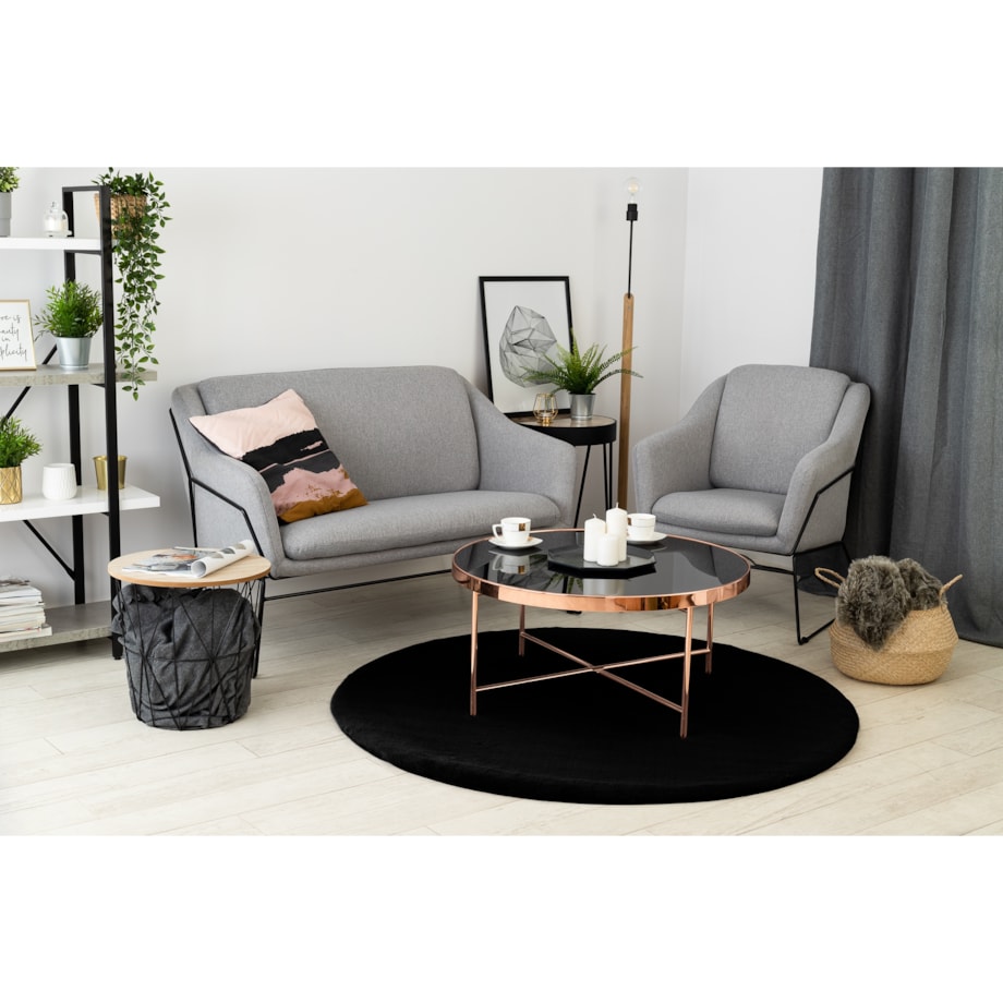 Dywan BUNNY koło czarny IMITACJA FUTRA koło 160 cm