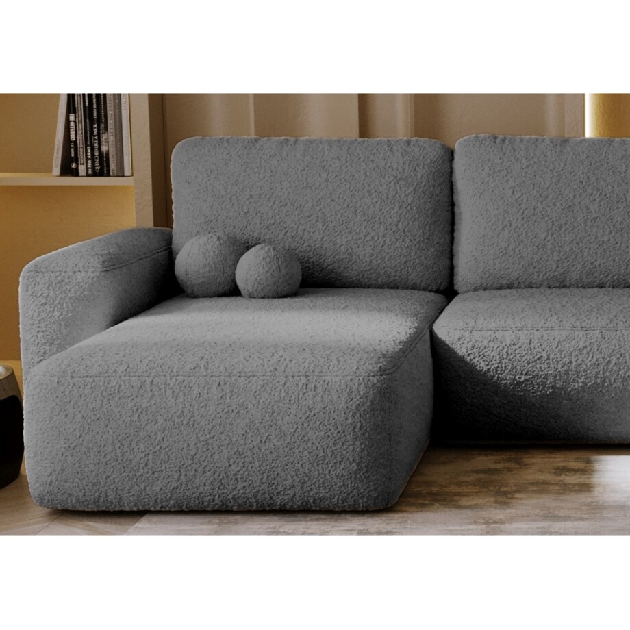 Narożnik U ILO z pojemnikiem na pościel i funkcja spania, ciemno-szary