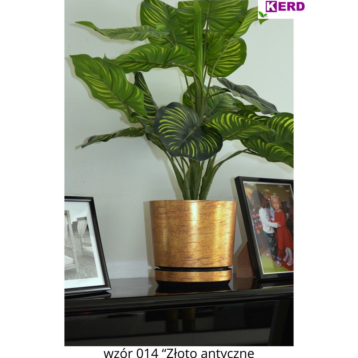 21 cm wzór ZŁOTO ANTYCZNE Doniczka z podstawką klasyczna elegancka rustykalna starożytna