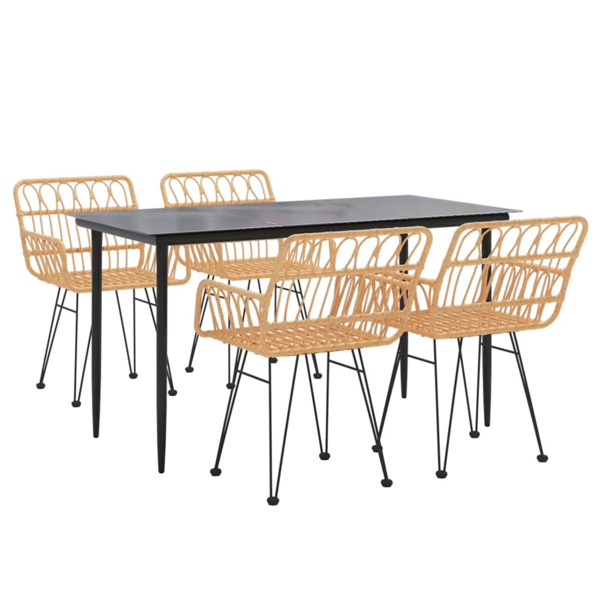 vidaXL 5-częściowy zestaw mebli ogrodowych, polirattan